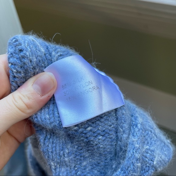 Vintage British Holmewood Angora Wool Blue Cable Knit Sweater - Picture 5 of 7